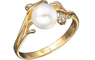 золотое кольцо, 1 жемчуг 8,0 мм 1 бр. кр. 57-0,06,
вес: 3,12 гр.
