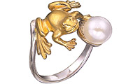 золотое кольцо, 3 бр.кр. 57-0,02   1 жемчуг 6.0,
вес: 4,19 гр.